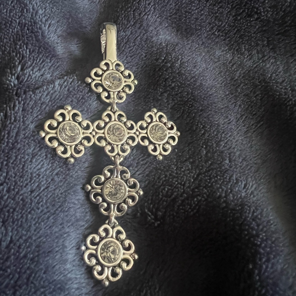 Celtic Silver Tone Rhinestone Pendant Reversible Excellent Condition